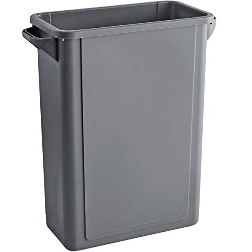 PRO&Family 64 Qt. / 16 Gallon / 60 Liter Slim Rectangular Trash Can with Flat Lid - Kitchen Garbage Bin, Waste Basket, Recycling Container for Home, Office, and Outdoor Use