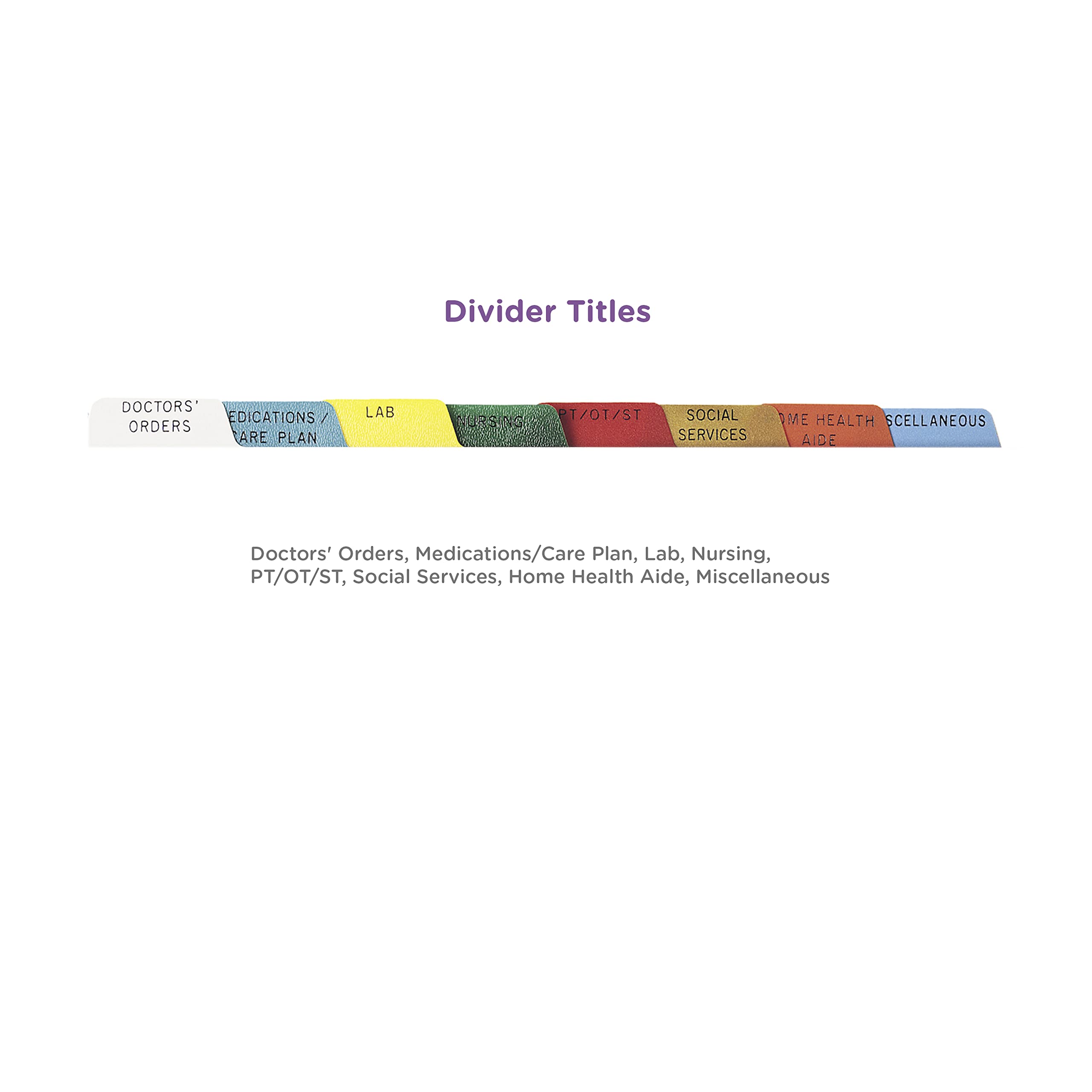 Carstens Heavy Duty Plastic Binder Dividers Set - 8-Tab Multi-Color Index Tabs with Pull Tab Die Cuts for 3-Ring & 5-Ring Binders | Perfect for Home Healthcare Organization, School Projects & Office Filing