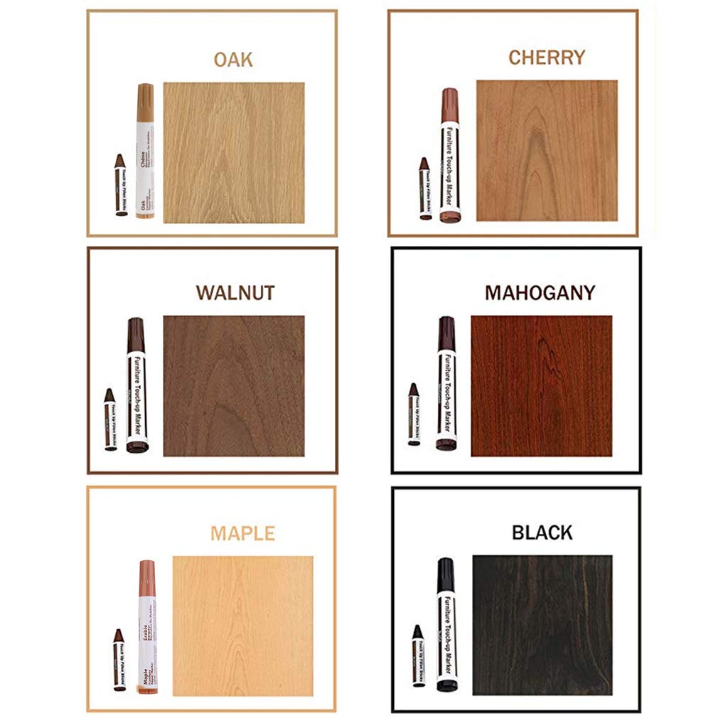 Upgraded Wood Repair Marker Pen - 6 Black Wax Sticks for Floor & Furniture Scratch Repair, Easy to Use, Durable Marine Silicone Sealant - Perfect for Home, Office, and Marine Furniture Restoration