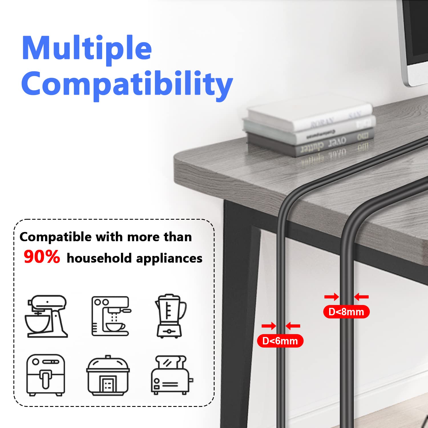 Yoelike 3-Pack Cord Organizer for Appliances - Wire Holder & Cable Wrapper for Mixer, Blender, Coffee Maker, Pressure Cooker, Air Fryer - Keep Kitchen Countertops Neat & Tidy