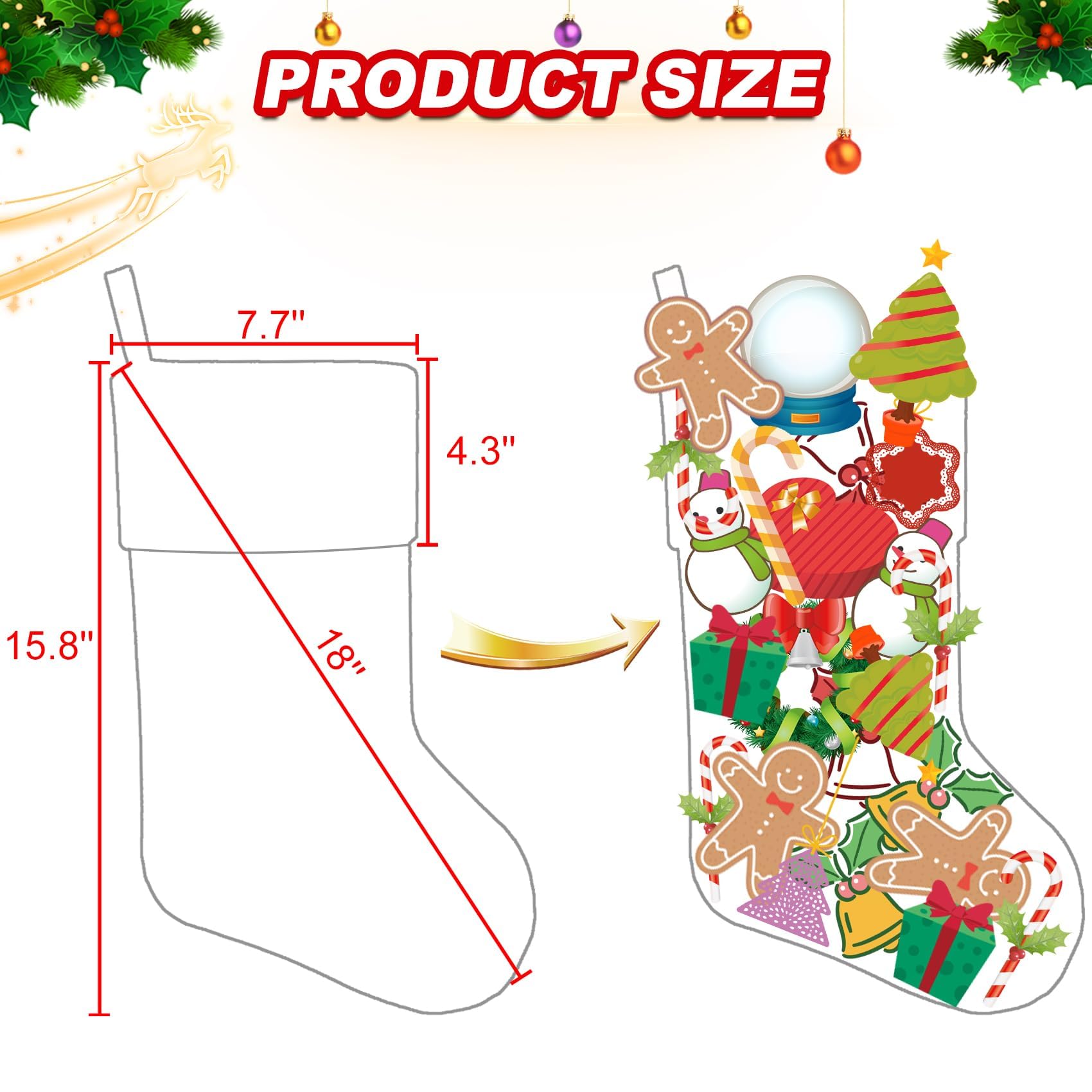 DearSun Set of 4 Personalized Christmas Stockings - 18