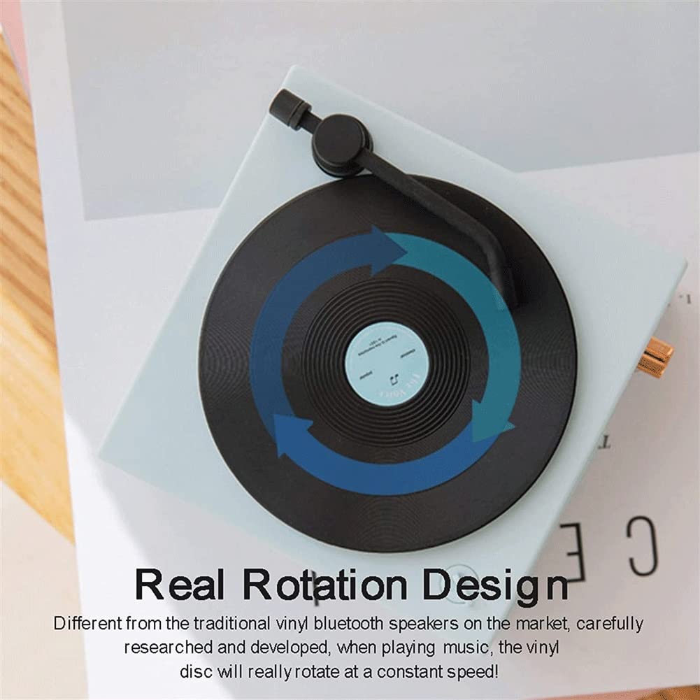 RYMMKOP Portable Mini Bluetooth Speaker - Wireless Retro Vinyl Record Player with 3D Surround Sound & Subwoofer for Home, Car, Outdoor, and Travel Use