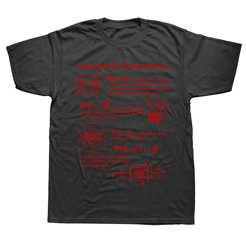 Funny Electromagnetic Physics Maxwell Equation Formula T-Shirt - Graphic Cotton Casual Tee for Men, Large Size - Perfect for Science Geeks, Physics Lovers & Nerdy Outfits