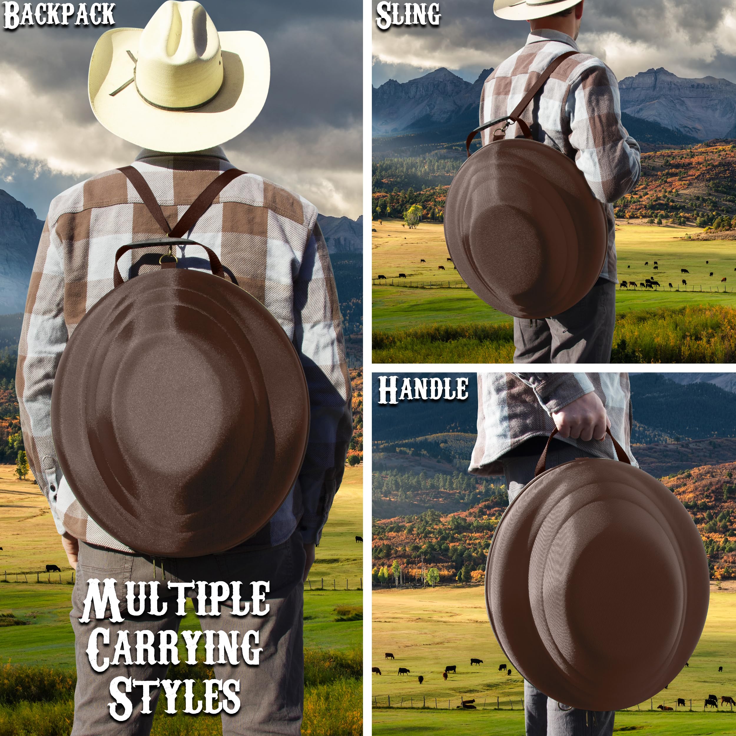 CASEMATIX Cowboy Hat Box - Hard Shell Portable Storage Case for Brims Up to 4.75
