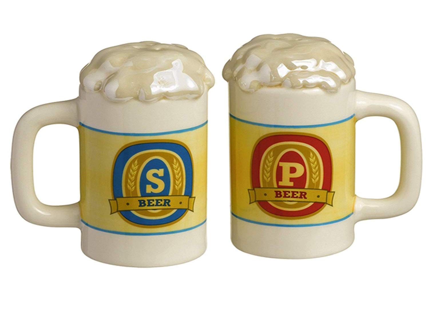 Premium Beer Stein Salt and Pepper Shakers Set - German Style Ceramic Seasoning Dispensers for Kitchen, Dining Table & Oktoberfest Party Decor