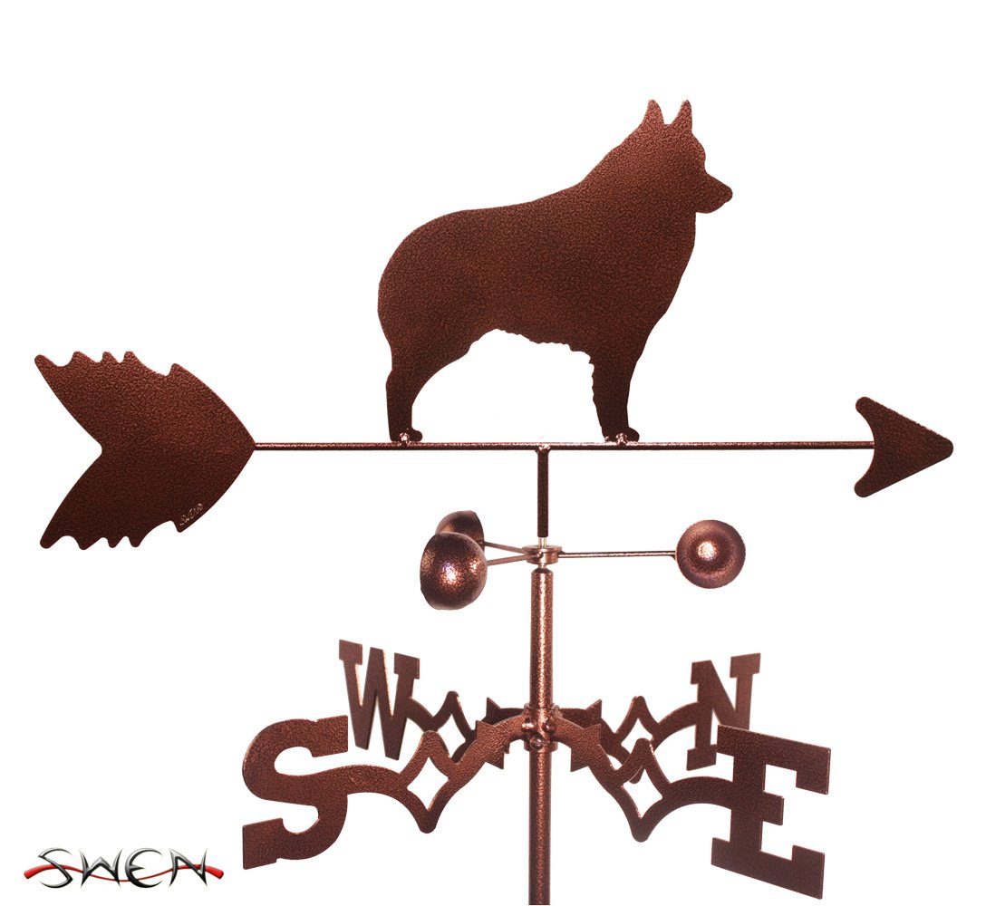 Handmade Schipperke Dog Weathervane - SWEN Products Side Mount Outdoor Decor for Garden, Yard, or Roof - Rustic Home & Farmhouse Style Decoration