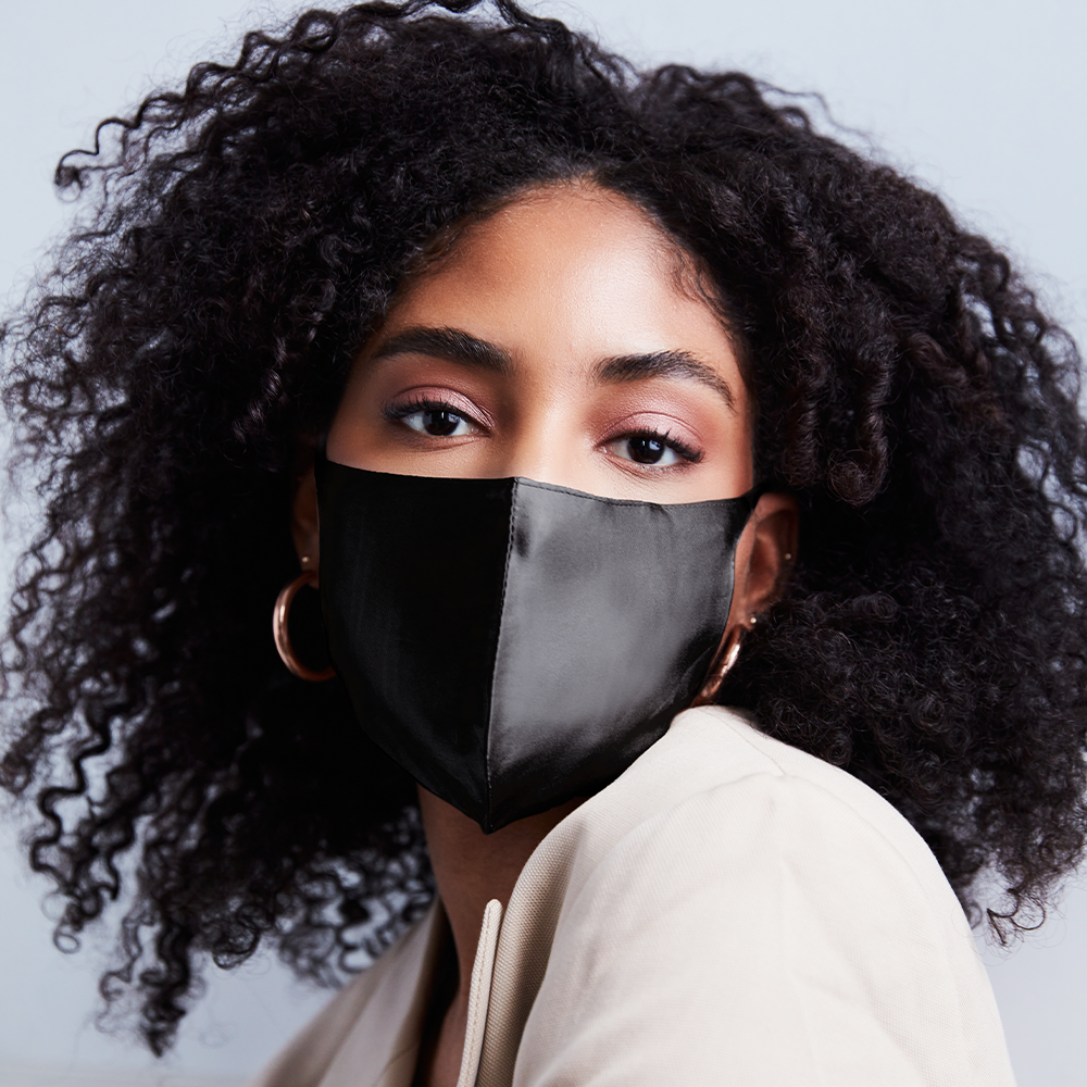 Luxury Black Silk Face Mask - Breathable & Comfortable for Daily Wear, Travel, and Special Occasions