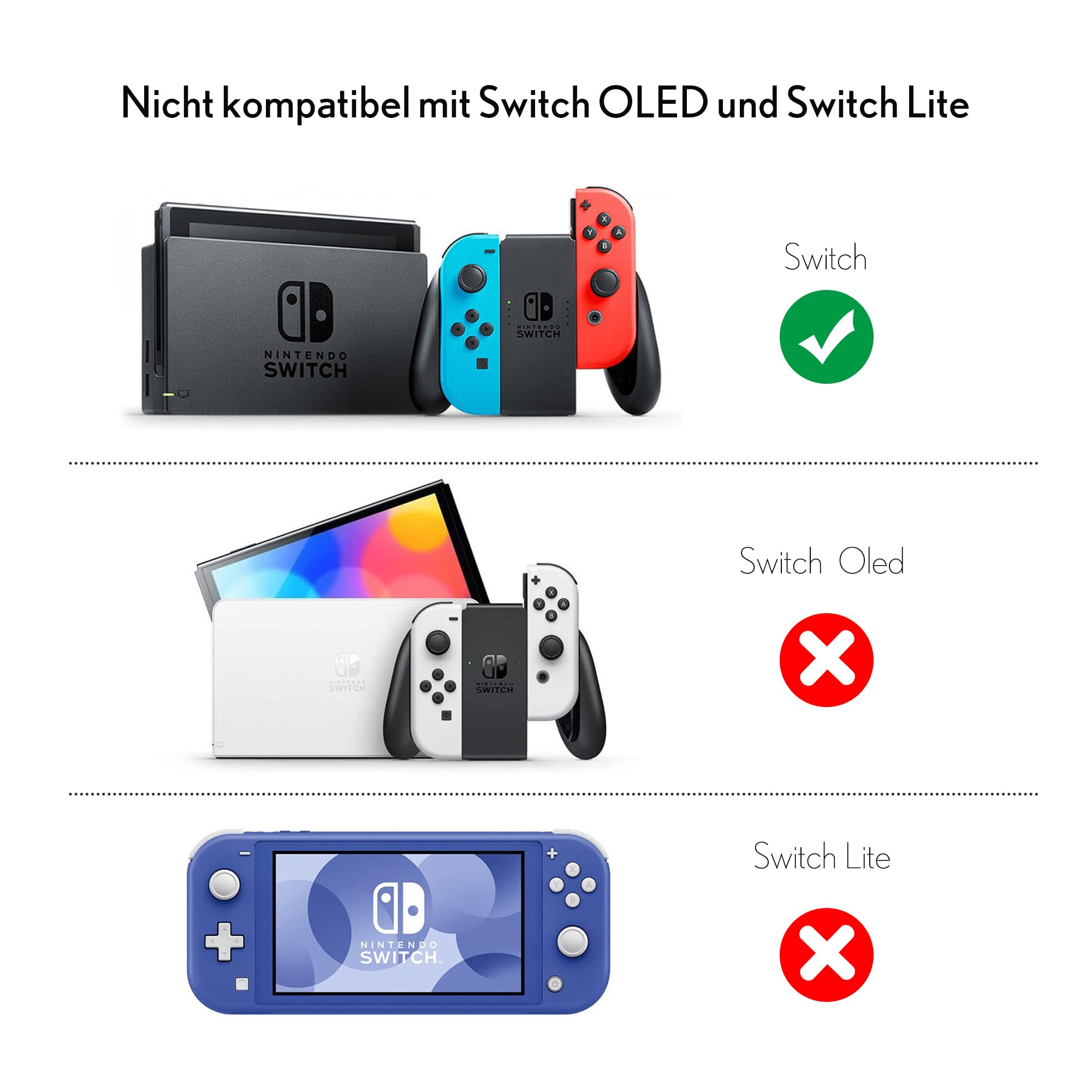 PZOZ Dockable Protective Case for Nintendo Switch (Not Compatible with OLED Version) - Ultra-Thin TPU & PC Cover with Ergonomic Design - Perfect for Gaming, Travel, and Home Entertainment (Switch/Black)