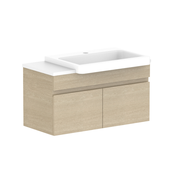 ADP Glacier Pro Semi Recessed All Door Slim Vanity with Solid Surface Top - Modern Bathroom Sink Cabinet for Small Spaces, Perfect for Apartments and Powder Rooms