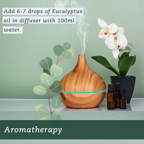 100% Pure & Natural Eucalyptus Essential Oil (Nilgiri Tel) - Therapeutic Grade for Aromatherapy, Steam Inhalation, Hair Growth & Skin Care | Relieves Cold & Cough | 15ml Bottle for Diffusers, Massage & Home Spa