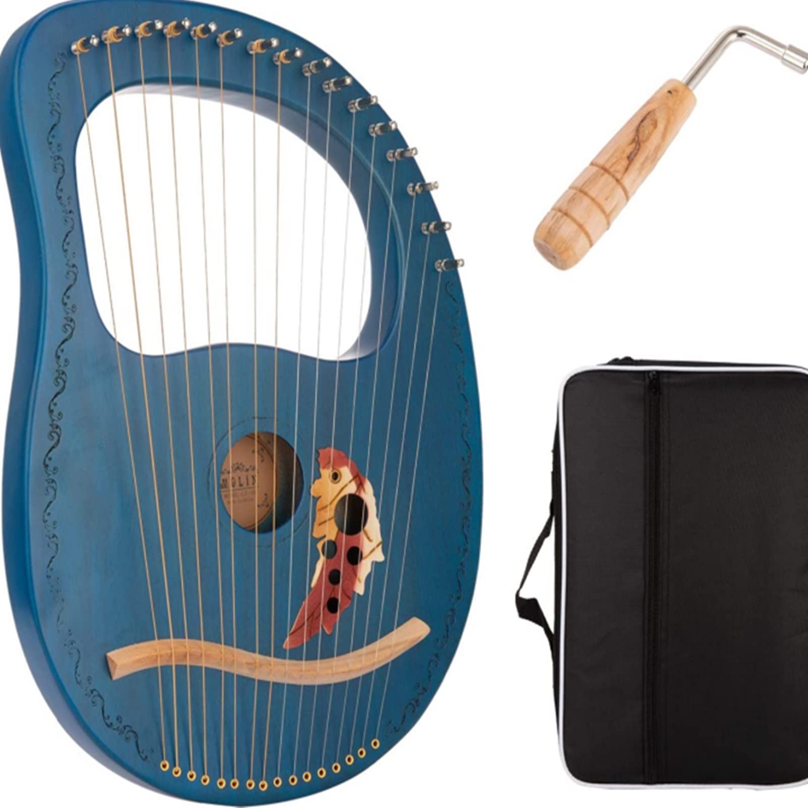 16-String Lyre Harp with Wooden Body & Tuning Tools - Perfect Musical Instrument Gift for Kids & Beginners - Ideal for Music Lessons, Home Decor & Relaxation Therapy