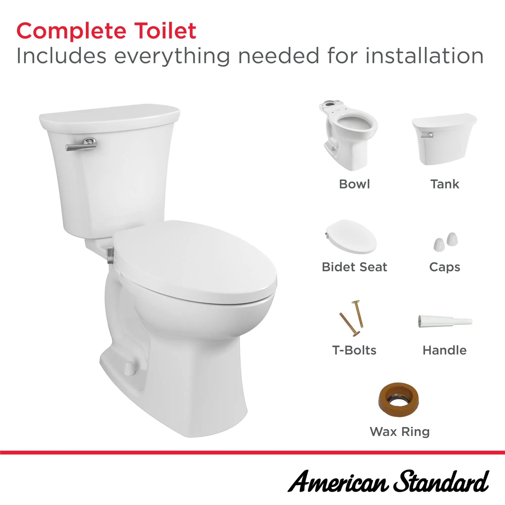 Edgemere Elongated Toilet with Aquawash 1.0 Bidet Seat Combo - Comfortable & Hygienic One-Piece Toilet with Advanced Bidet System for Modern Bathrooms