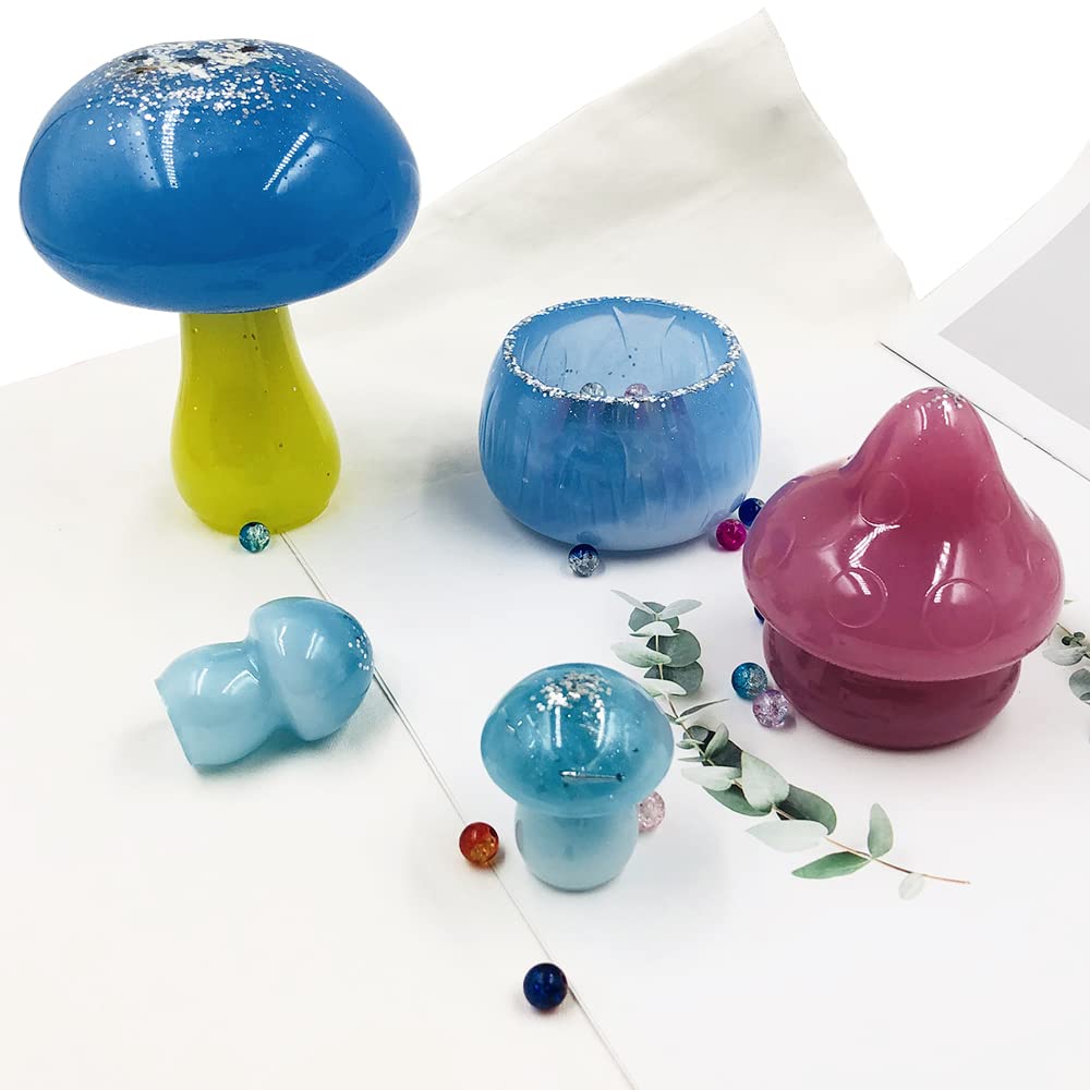 6 Pcs Mushroom Resin Molds - Premium Silicone DIY Craft Molds for Epoxy Resin, Candle Making & Storage Box Decoration - Perfect for Home Decor, Gift Making & Craft Projects