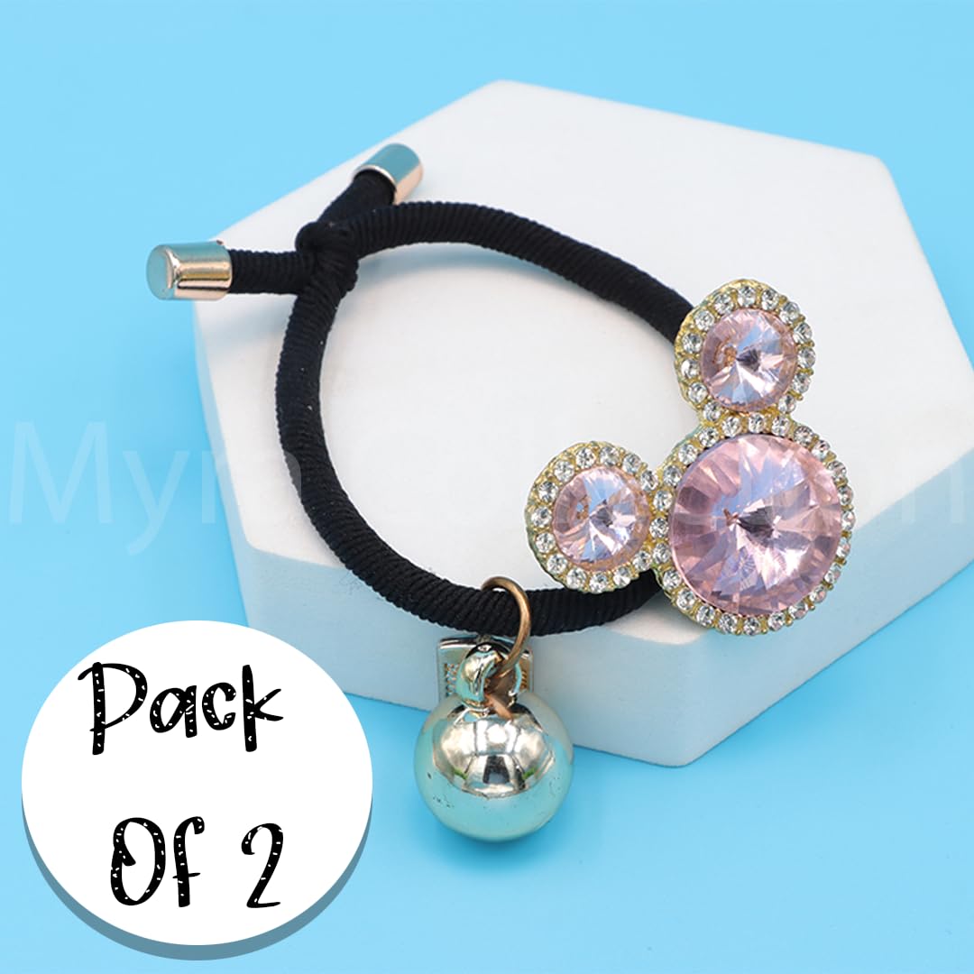 Myra Collection 2-Pack Diamond Crystal Hair Rings - Cute Creative Rubber Hair Ties for Girls & Women | Perfect for School, Parties, and Everyday Hair Accessories