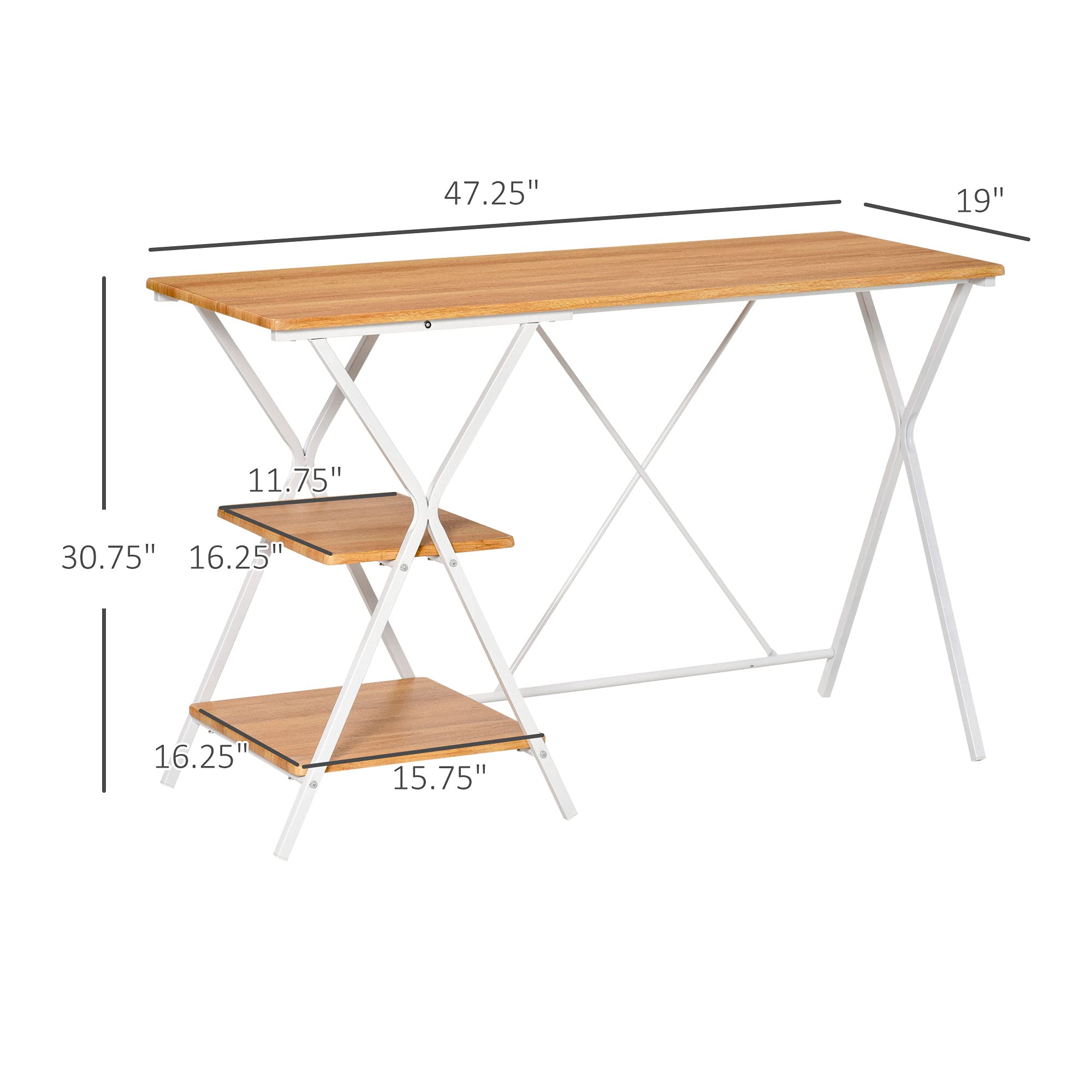 HOMCOM Computer Desk with Storage Shelves - Home Office Writing Desk, Study Workstation in Natural Wood Finish | Perfect for Small Spaces, Remote Work & Online Learning