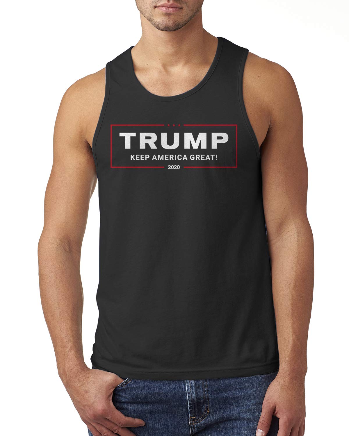 Retta Trump 2020 Keep America Great Campaign Men's Tank Top - Patriotic Sleeveless Shirt for Political Supporters, Rally Events & Fourth of July Celebrations