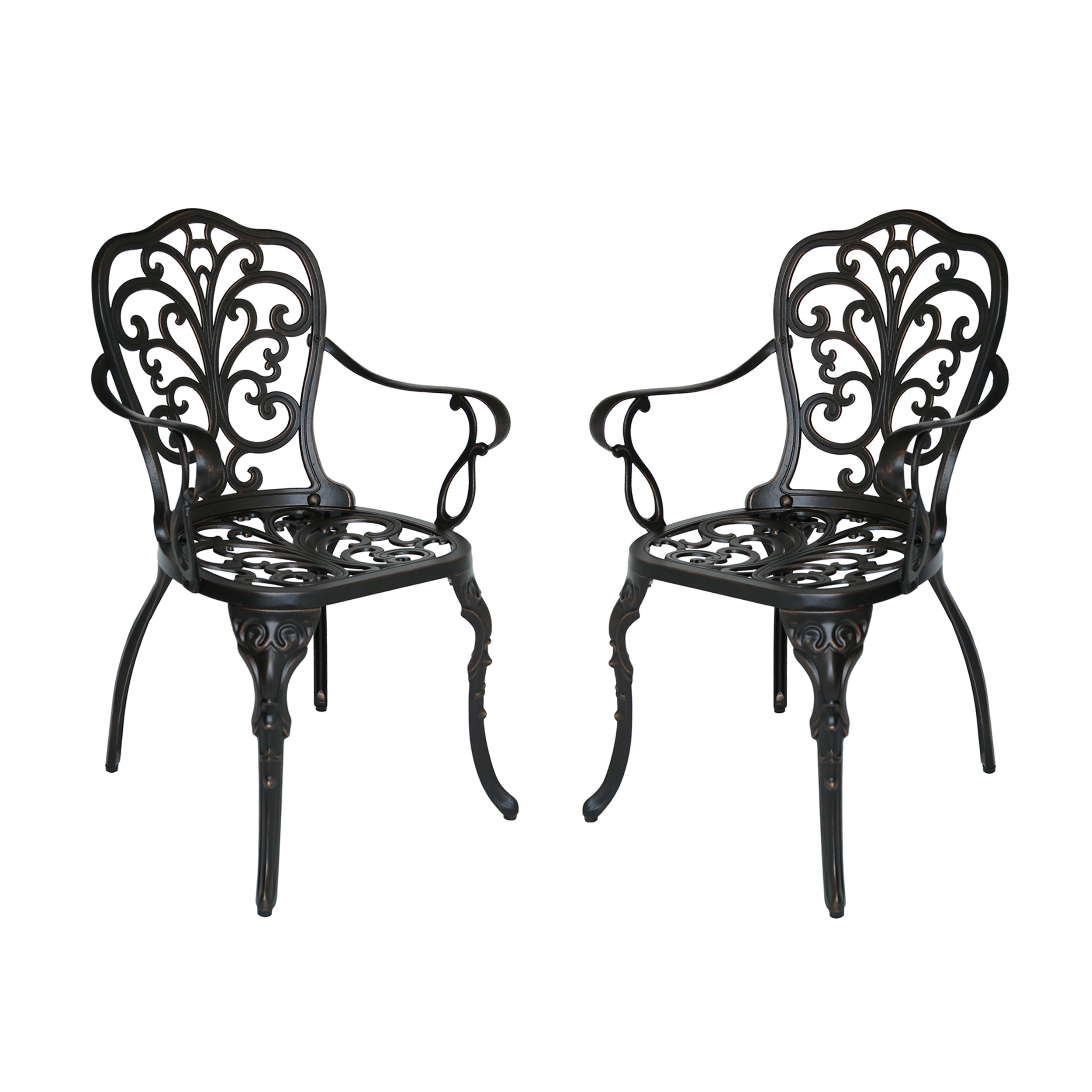 Christopher Knight Home Buddy Outdoor Cast Aluminum Dining Chair (Set of 2) - Shiny Copper Patio Furniture for Garden, Poolside & Backyard Dining