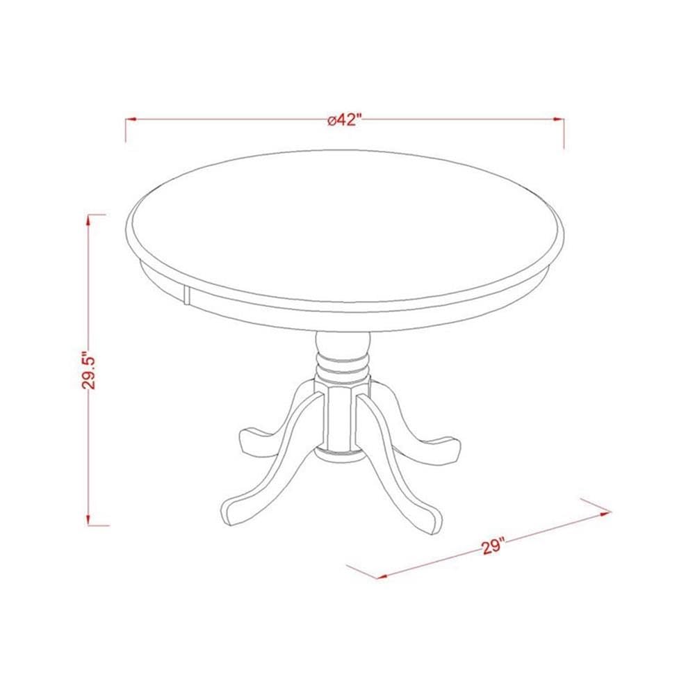 East West Furniture HLT-MLW-TP Hartland 42 Inch Round Dining Table with Pedestal Base - Mahogany & Linen White Finish - Perfect for Kitchen, Breakfast Nook or Small Space Dining Room
