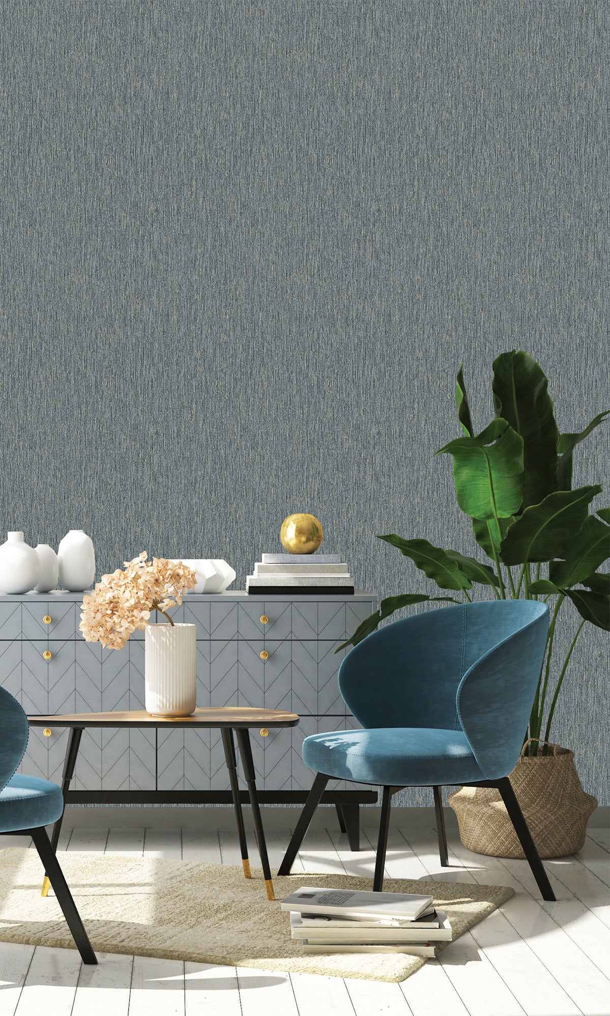 Blue Wicker Weave Textured Wallpaper R9690 - Self-Adhesive Peel & Stick Wallpaper for Bedroom, Living Room, and Office Decor