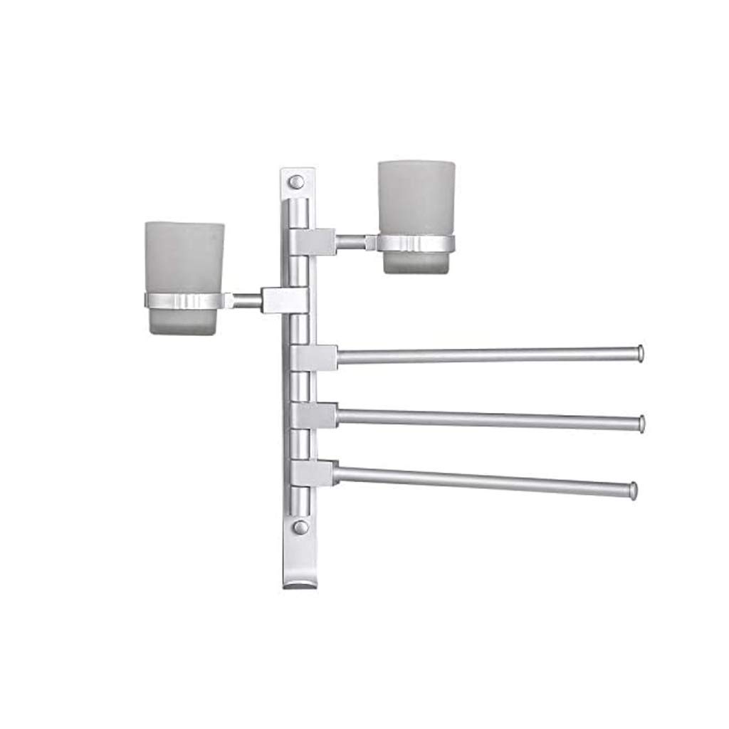 Wall-Mounted Multifunctional Toothbrush Cup Holder & Kitchen Towel Rack with Rotating Hanging Rod - Space Saving Bathroom & Kitchen Organizer for Toothbrushes, Cups, Towels (Perfect for Small Spaces, Dorms, RVs)