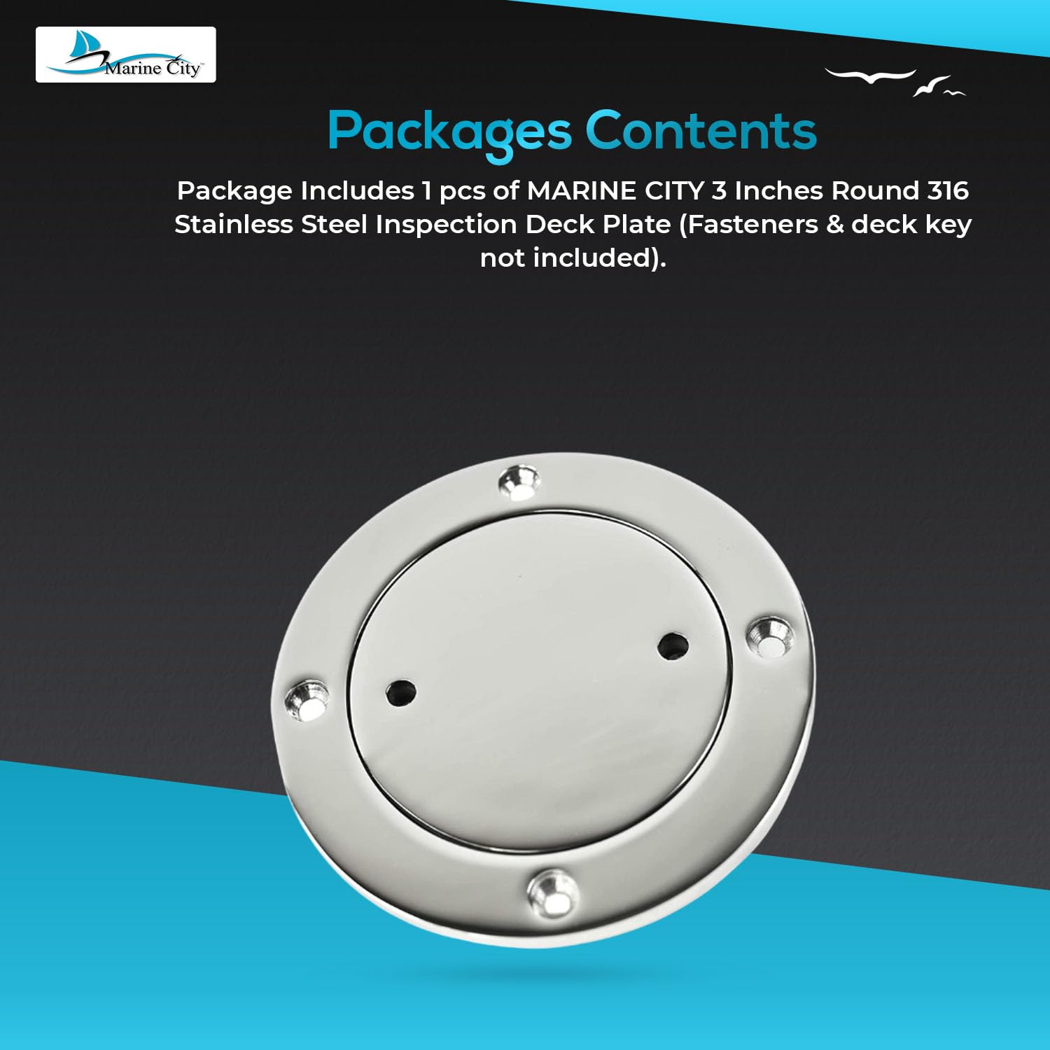 316 Stainless Steel Marine Inspection Deck Plate - Round Waterproof Hatch Cover for Boats, Yachts & Marine Applications | Corrosion-Resistant Boat Access Panel for Deck Maintenance & Engine Room Access