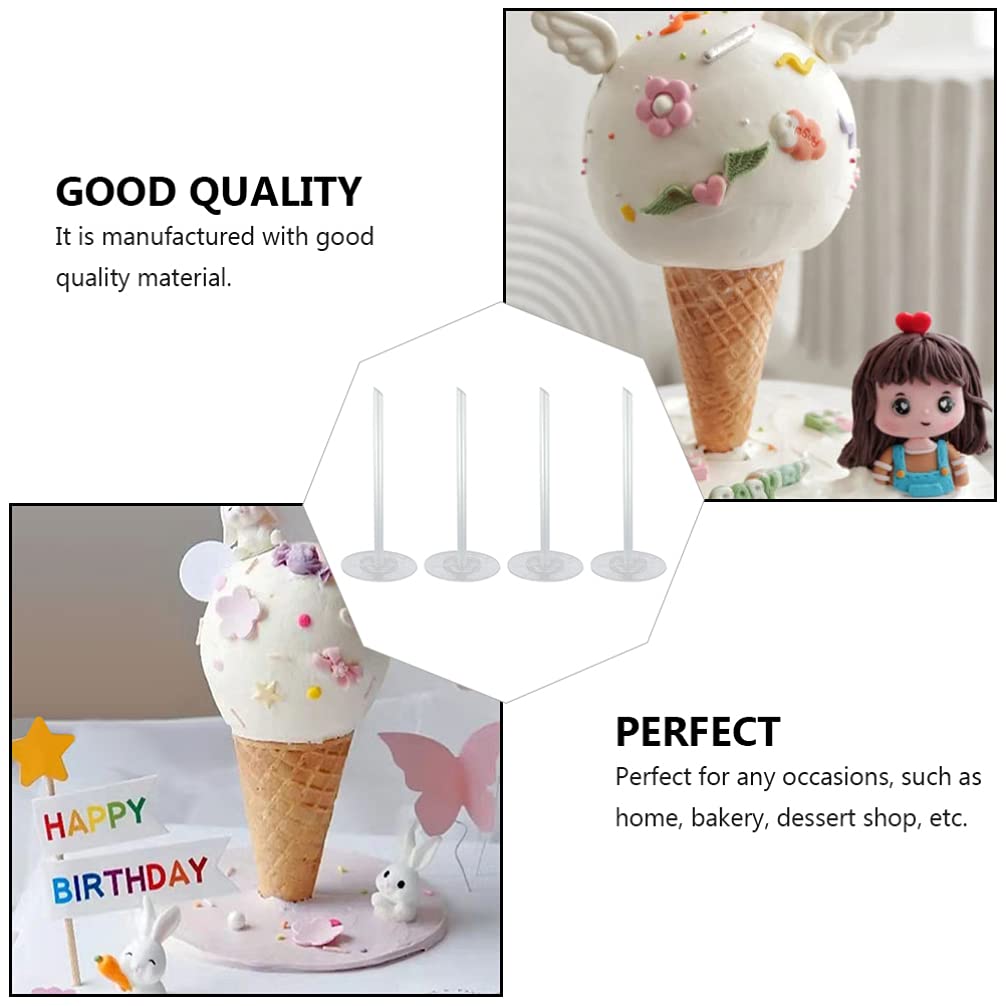 Cabilock 4-Piece Clear Plastic Cake Stand Set - Mini Ice Cream Cake Holders, Cake Separators & Stackable Display Stands for Dessert Shops, Bakeries & Home Baking (White)