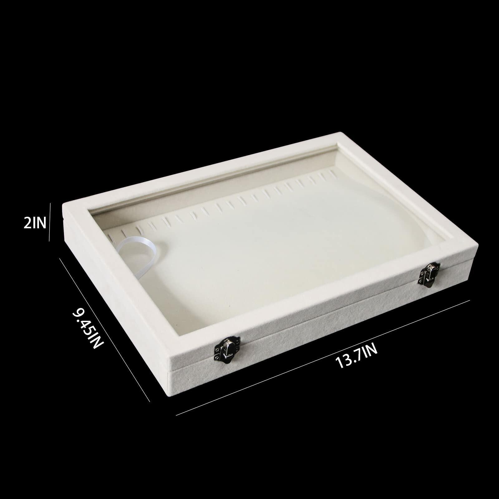 20 Hooks Necklace Organizer Holder - Jewelry Storage Display Case Box in Beige | Perfect for Closet, Bedroom & Travel Jewelry Organization