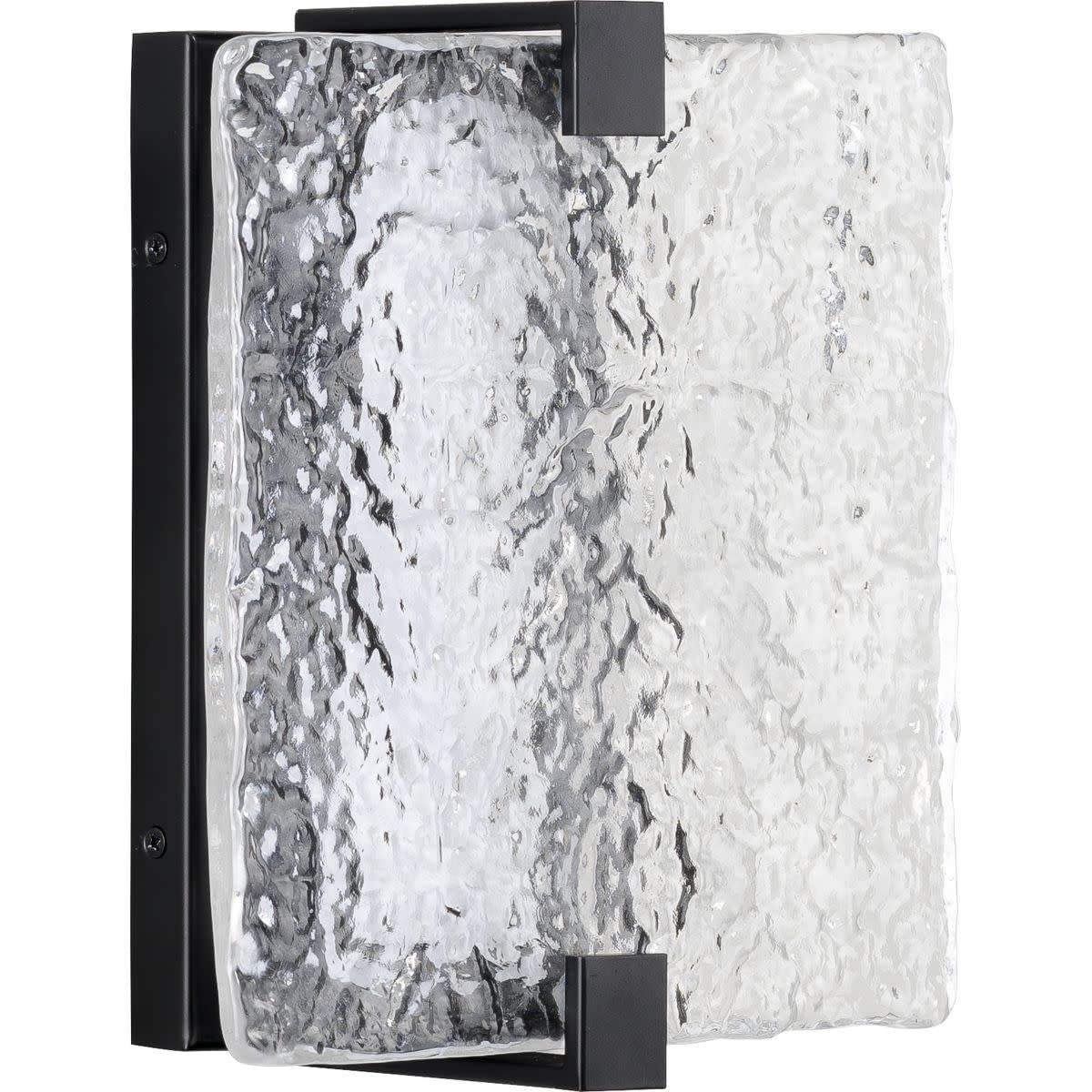 Progress Lighting LED Stone Glass Sconce Collection - Black ADA Compliant Wall Light for Hallway, Bedroom & Bathroom Lighting
