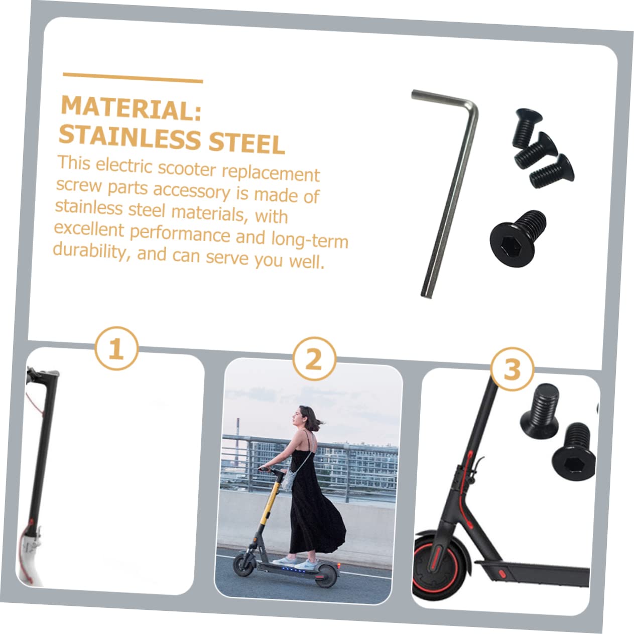 Stainless Steel Electric Scooter Replacement Parts - Handlebar Screws, Fork Screws & Pole Screws Set | Durable Bike Accessories for Commuting & Urban Travel