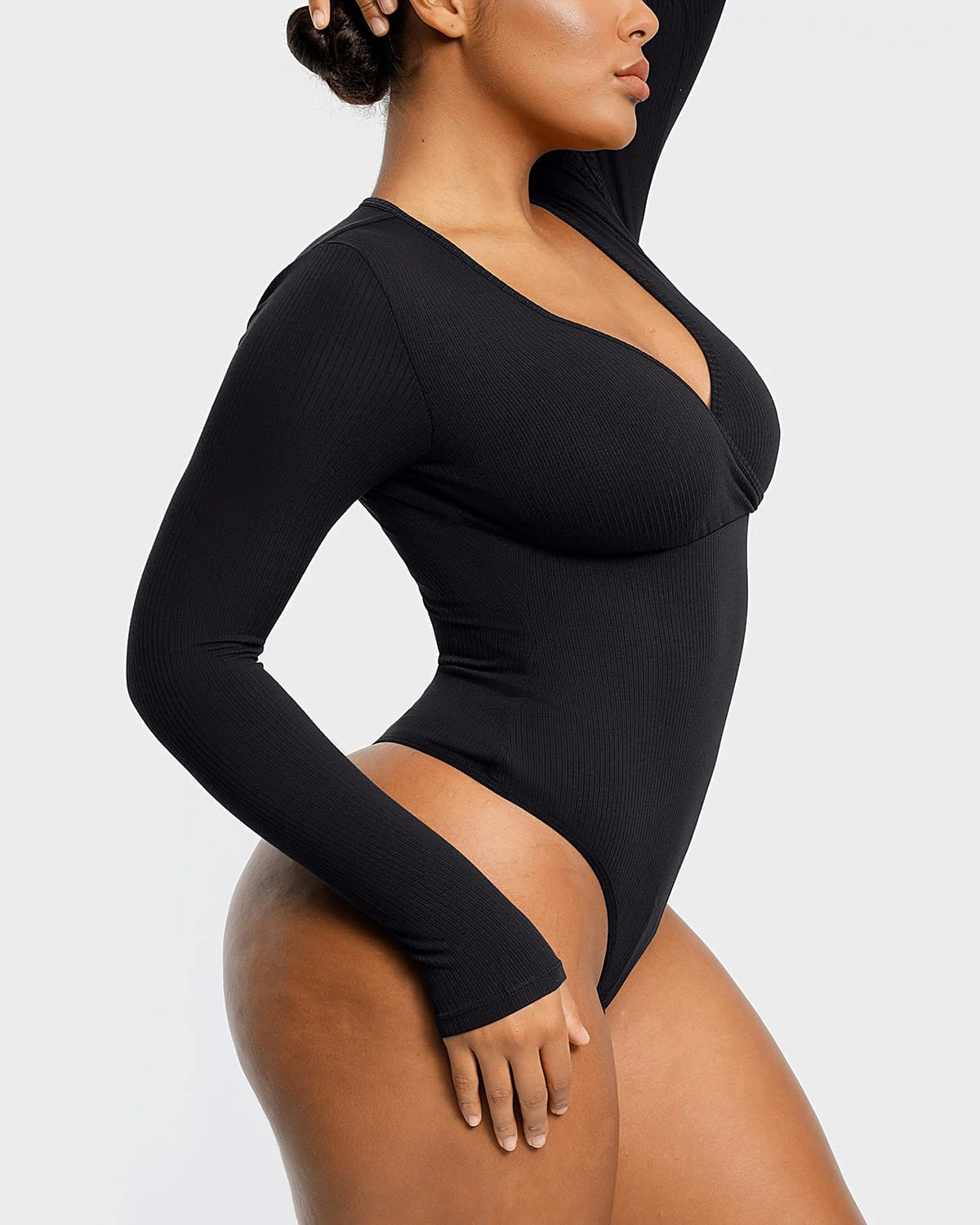 Stylish Cozy Ribbed Cut Out Bodysuit for Women - Perfect for Layering, Date Nights & Casual Outfits