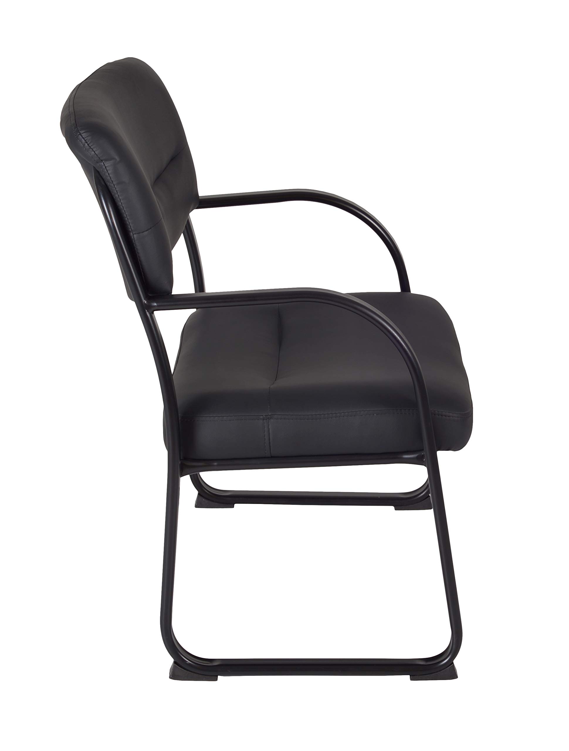 Regency Crusoe Genuine Leather Side & Guest Chair for Big & Tall - Heavy Duty Black Office & Living Room Furniture - Perfect for Home Office, Waiting Room & Lounge Areas