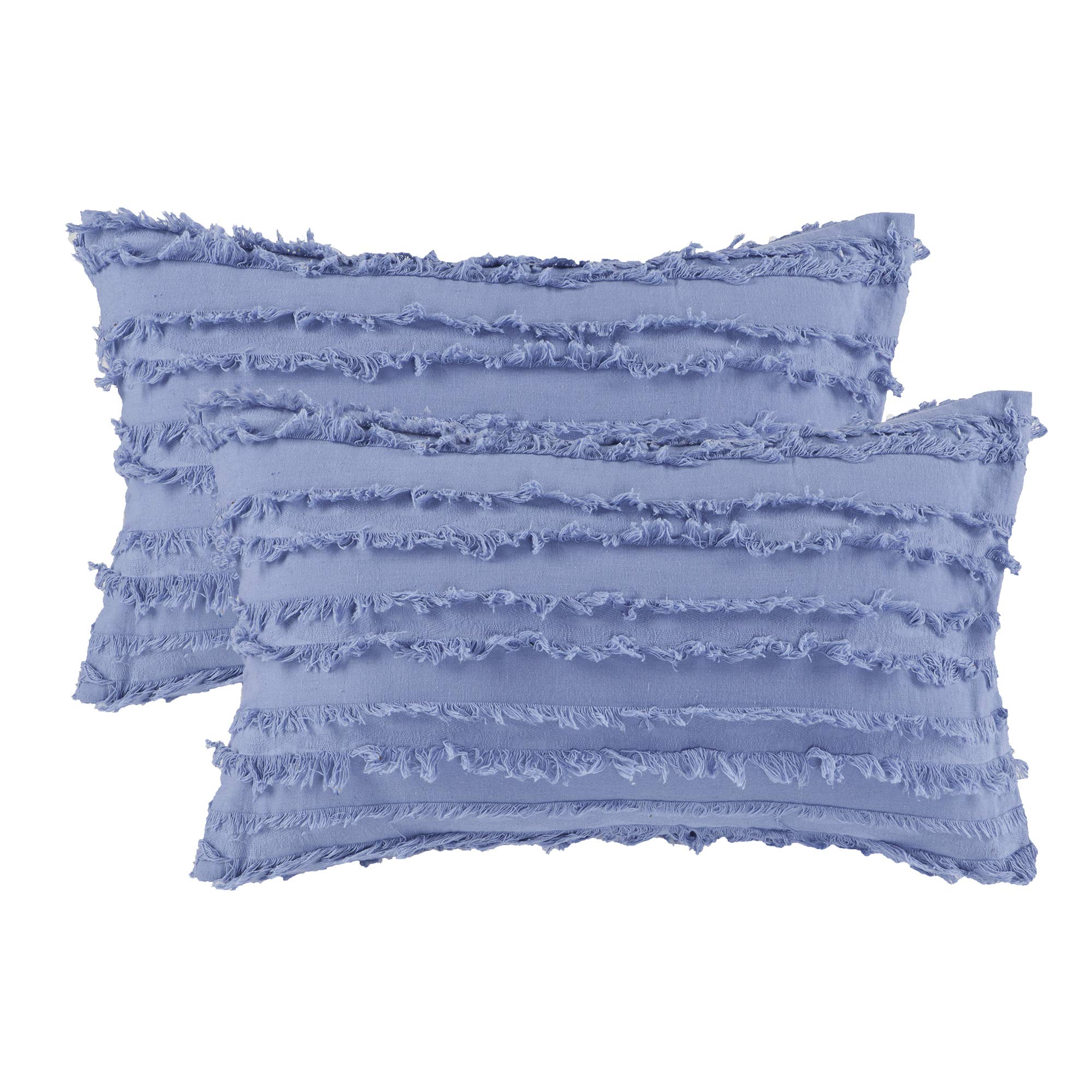 GIGIZAZA 12x20 Decorative Throw Pillow Covers - Sky Blue Square Cotton Boho Cushion Covers for Sofa, Couch & Bed - Perfect for Living Room, Bedroom Decor & Home Styling