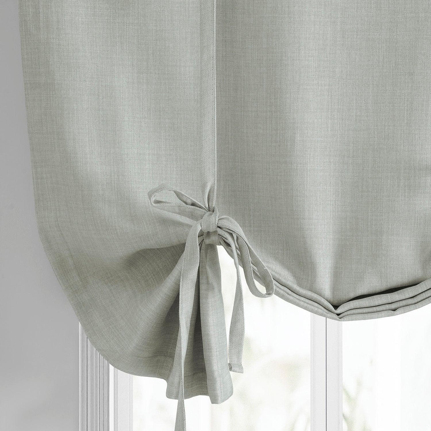 Oyster Textured Faux Linen Blackout Window Shades - Room Darkening Tie-Up Curtain Panels for Bedroom, Living Room & Nursery - Light Blocking Window Treatment for Better Sleep & Privacy