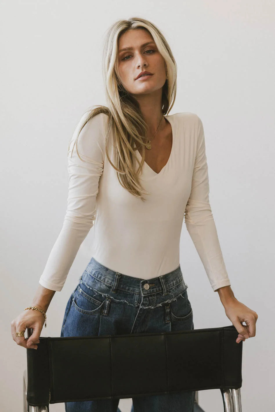 Iris Basic Top in Cream | Women's Casual T-Shirt | Soft Cotton Comfort | Perfect for Everyday Wear & Layering | FINAL SALE