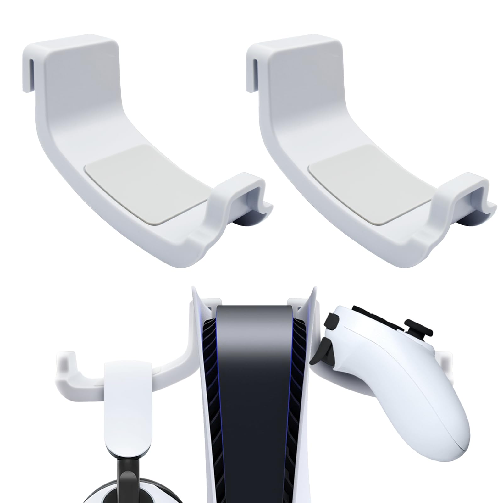 2-Pack PS5 Headset Holder & Controller Stand Set - VR & Headphone Mount Accessories for PlayStation 5 - Perfect for Gaming Setup & Organized Storage