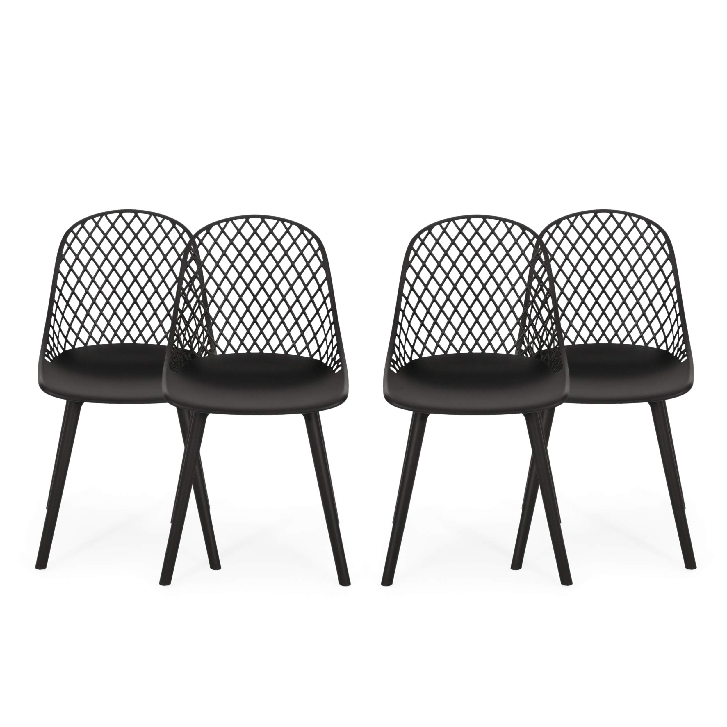 Christopher Knight Home Delora Outdoor Dining Chairs (Set of 4) - Black Patio Furniture for Garden, Backyard, Poolside & Restaurant Use