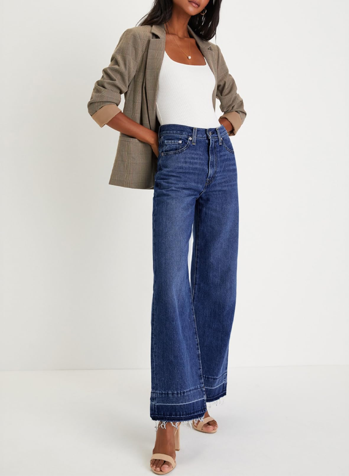 Stylish Women's High Waisted Wide Leg Jeans - Trendy Straight Leg Denim Pants for Casual & Office Wear | Comfortable Stretch Zimbaplatinum Jeans for Everyday Fashion