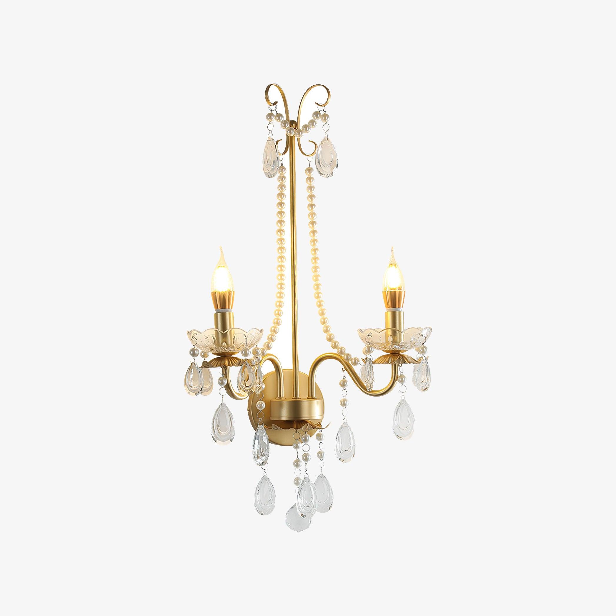 Elegant Crystal Pearl Chain Wall Lamp - Modern LED Sconce Light for Bedroom, Living Room, and Hallway Decor - Dimmable Ambient Lighting for Home & Office