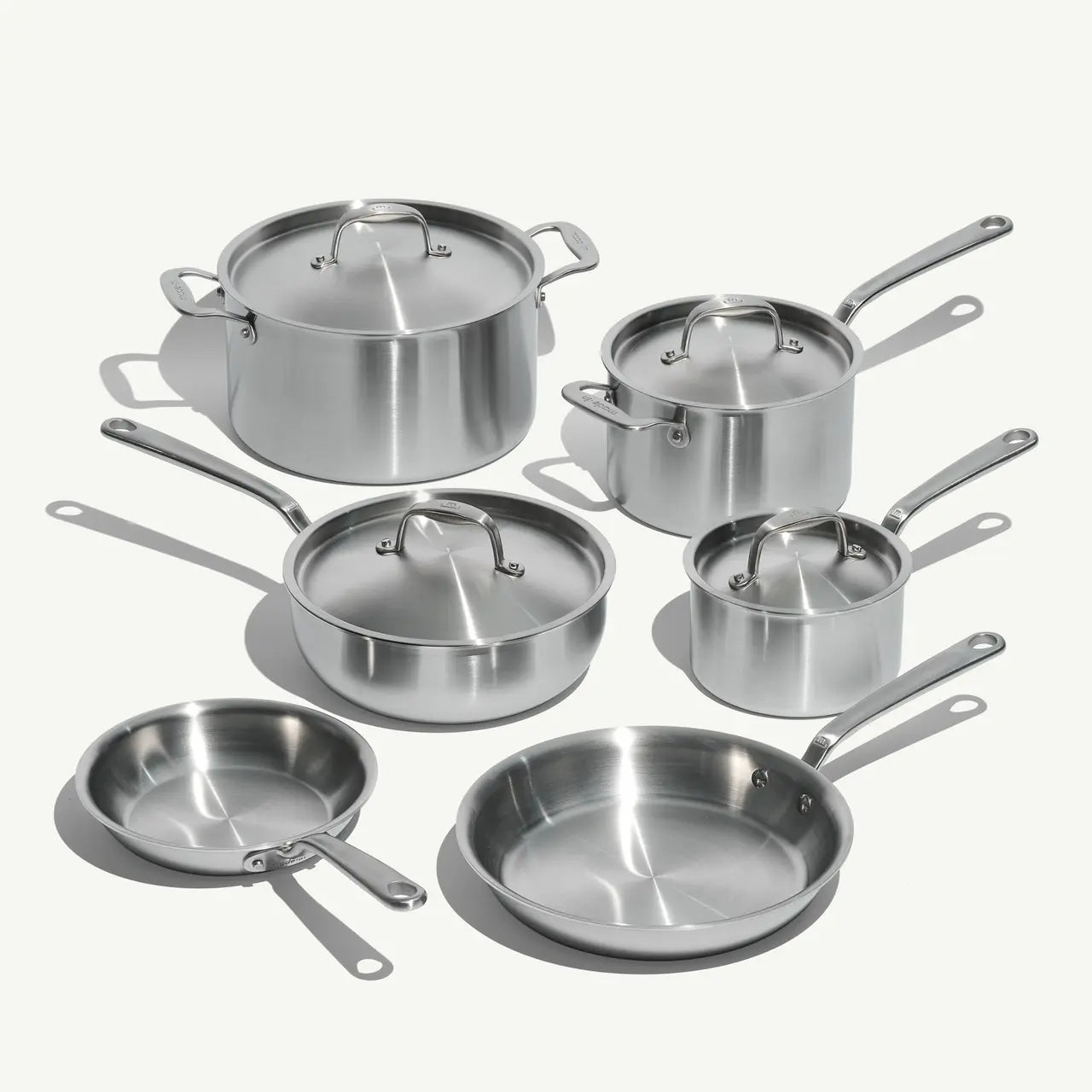 10-Piece Stainless Steel 5-Ply Cookware Set - Professional Kitchen Cookware for Home Chefs | Perfect for Boiling, Frying, Sautéing & Serving