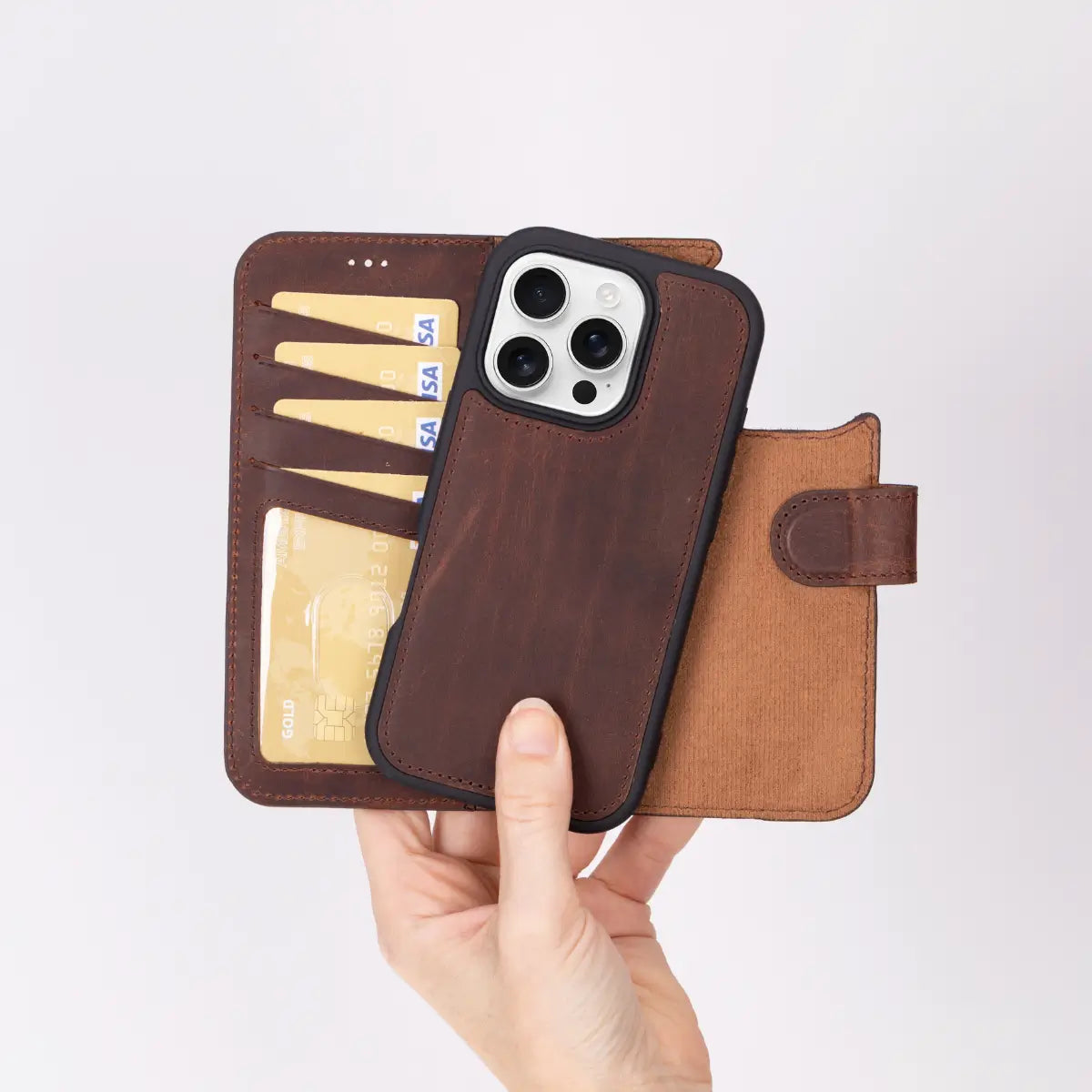 Vintage Brown Distressed Leather Wallet Case for iPhone 16 Pro Max - Slim Protective Phone Cover with Card Slots | Perfect for Everyday Use, Travel & Business (6.7 Inch)
