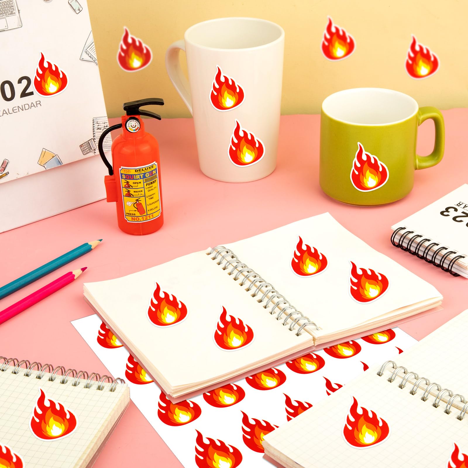 600Pcs Flame Stickers - Cute Fire Vinyl Decals for Scrapbooking, DIY Crafts, Labels & Home Decor | Perfect for Laptops, Water Bottles, Journals & Party Decorations
