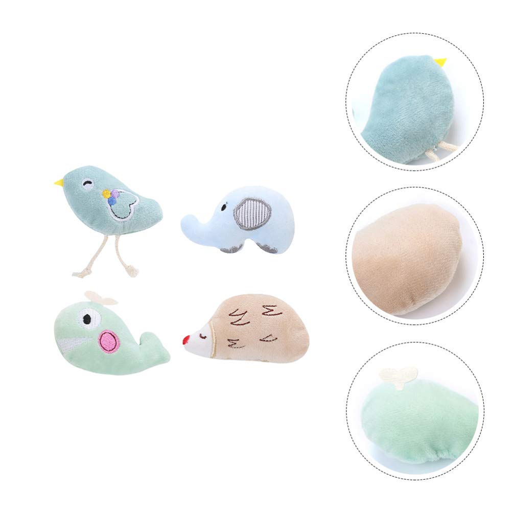 Balacoo Cat Chew Toys - 4pcs Cartoon Animal Shaped Plush Biting Toys for Small, Medium & Large Cats - Teeth Cleaning & Scratch Play - Perfect for Indoor Play, Stress Relief & Dental Health