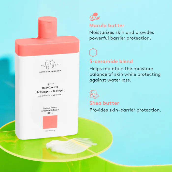 Drunk Elephant Sili™ Body Lotion - Hydrating & Nourishing Moisturizer for Dry Skin | Perfect for Daily Use & Post-Shower Hydration