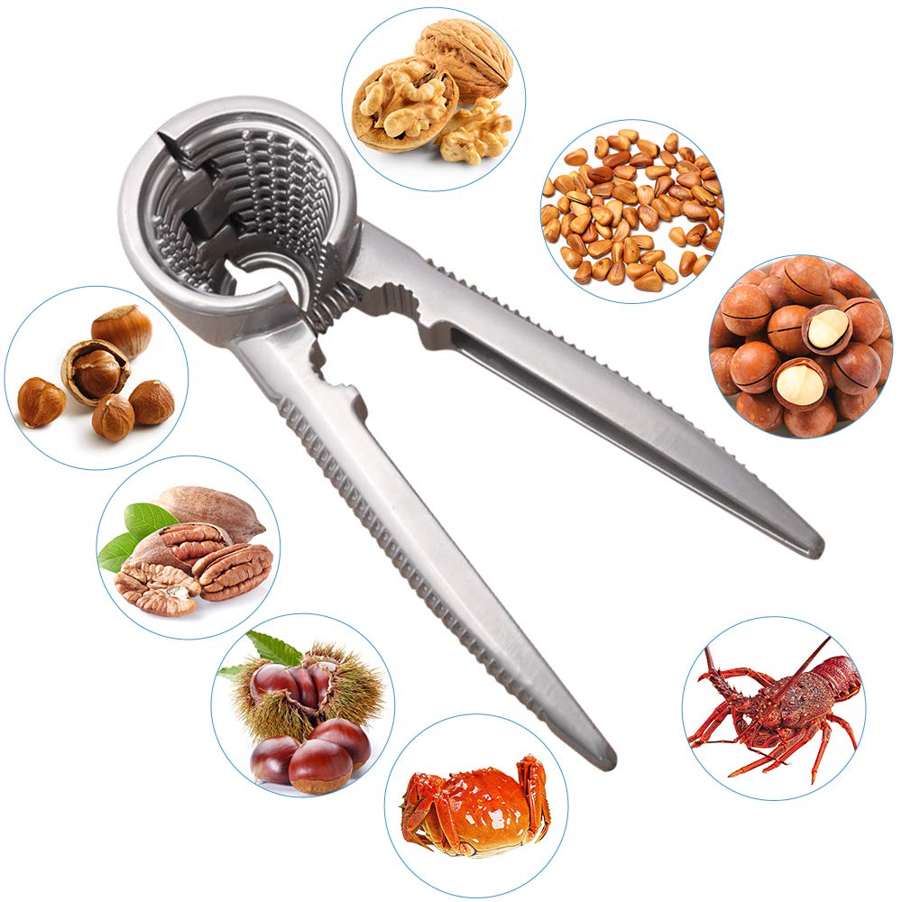Premium Nut Cracker Set for Walnuts, Pecans, Hazelnuts & Brazil Nuts - Heavy Duty Stainless Steel Nut Opener Tool with Ergonomic Handle - Perfect for Kitchen, Camping & Holiday Gatherings