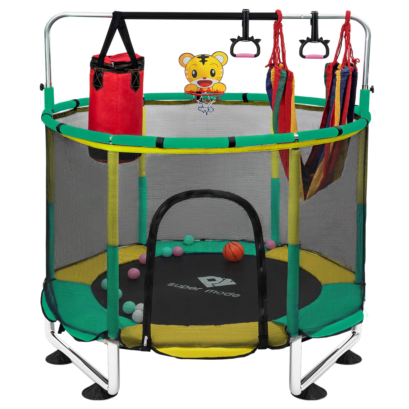 5FT Adjustable Kids Trampoline with Safety Enclosure Net - Indoor/Outdoor Toddler Trampoline, No-Gap Safe Design for Boys & Girls | Perfect for Backyard Play, Birthday Gifts & Family Fun Activities
