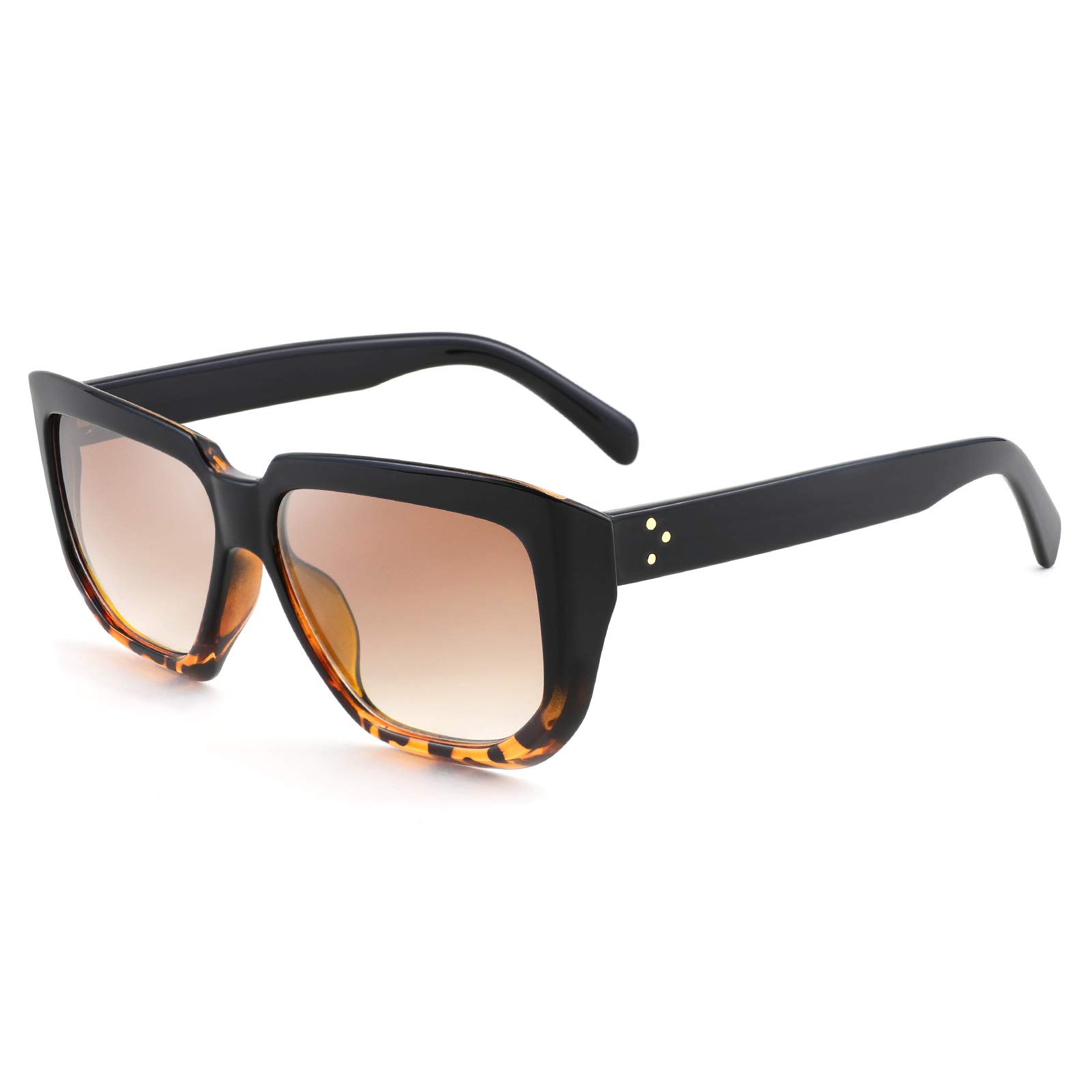 FEISEDY Women's Retro Square Sunglasses - Trendy Shield Flat Top Shades B2717 for Women - UV Protection, Fashionable & Stylish - Perfect for Beach, Driving, and Outdoor Activities