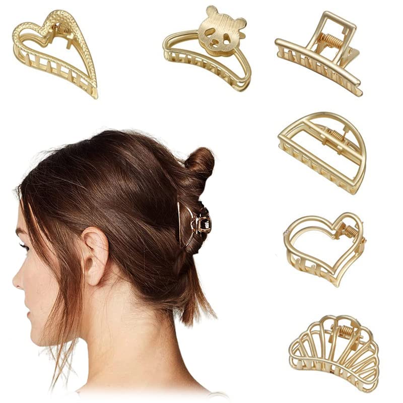 Stylish Metal Hair Clips for Women & Girls - 8 Pack Medium Size Gold Hair Clutchers - Trendy Hair Accessories Gift for Her - Perfect for School, Work, Parties & Everyday Styling