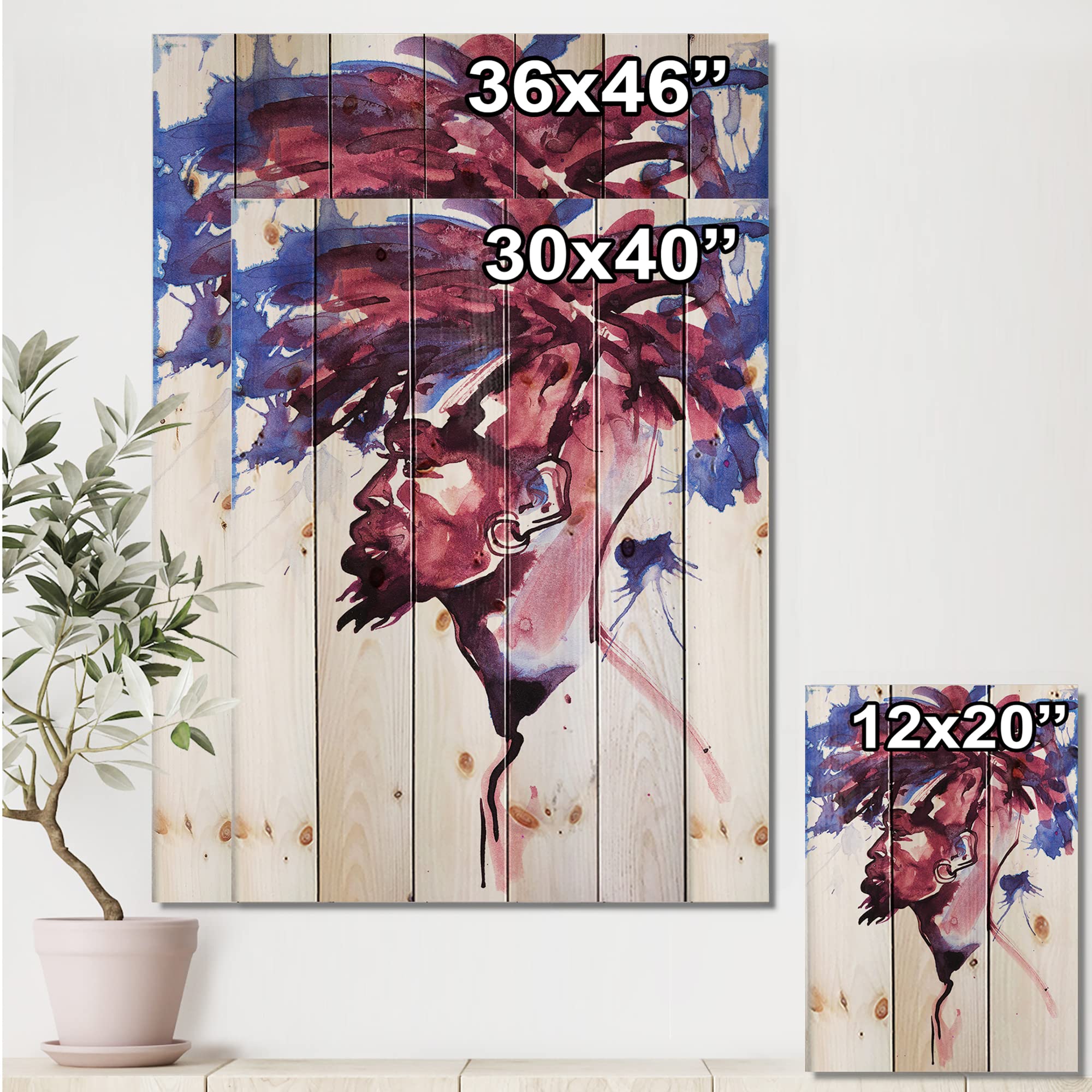 African Man Wood Wall Art - Modern Portrait Decor for Living Room