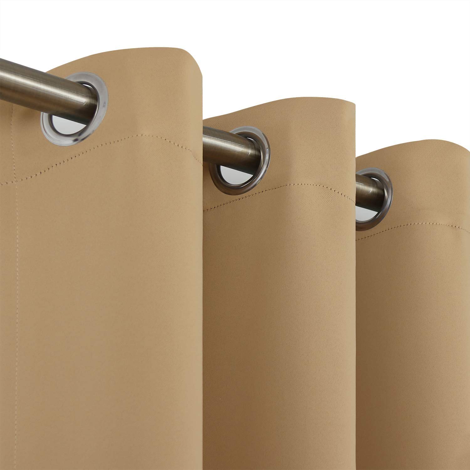 Ring Curtains for Bedroom - Top Blackout Privacy Drapes with Noise Reduction, Light Blocking & Room Darkening Home Décor (Khaki, 47