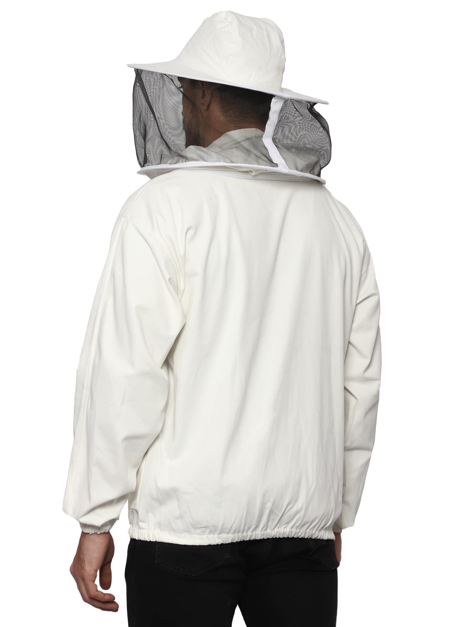 Stingless Beekeeping Jacket with Round Hood – 100% Cotton Beekeeper Suit – Best Bee Protection Wear with Zipper (8XL) – Ideal for Professional Beekeepers & Hobbyists